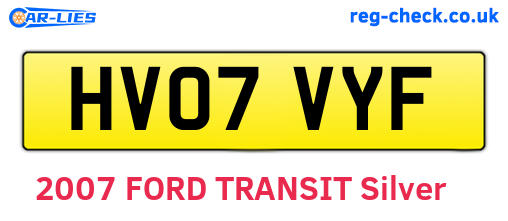 HV07VYF are the vehicle registration plates.