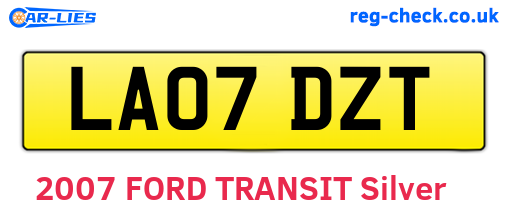 LA07DZT are the vehicle registration plates.