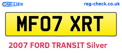 MF07XRT are the vehicle registration plates.