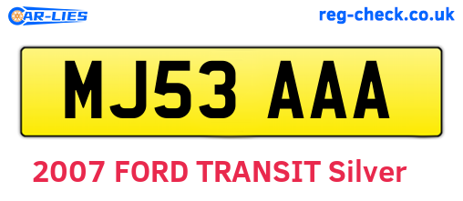 MJ53AAA are the vehicle registration plates.