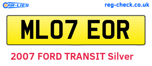 ML07EOR are the vehicle registration plates.