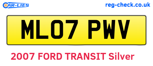 ML07PWV are the vehicle registration plates.