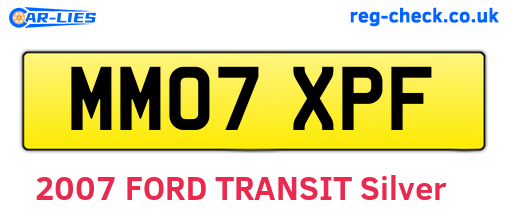 MM07XPF are the vehicle registration plates.