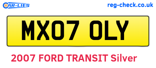 MX07OLY are the vehicle registration plates.
