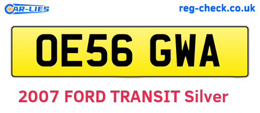 OE56GWA are the vehicle registration plates.