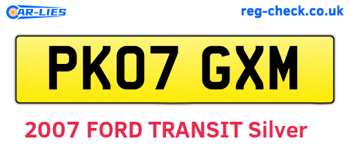 PK07GXM are the vehicle registration plates.