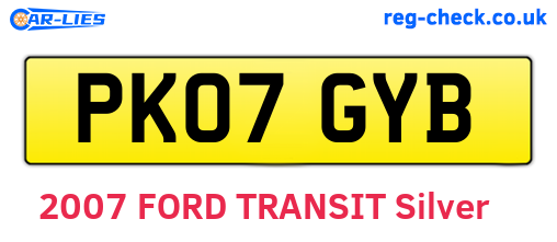 PK07GYB are the vehicle registration plates.