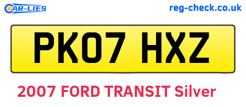 PK07HXZ are the vehicle registration plates.