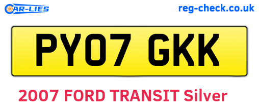 PY07GKK are the vehicle registration plates.