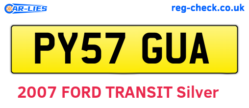 PY57GUA are the vehicle registration plates.