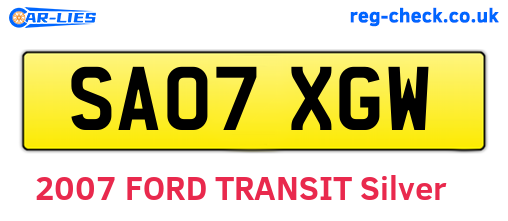 SA07XGW are the vehicle registration plates.