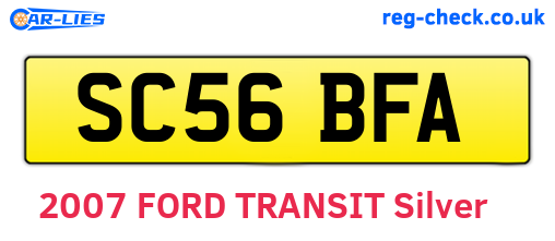 SC56BFA are the vehicle registration plates.