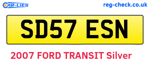 SD57ESN are the vehicle registration plates.
