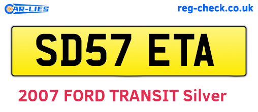 SD57ETA are the vehicle registration plates.