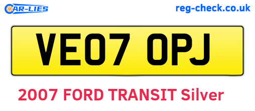 VE07OPJ are the vehicle registration plates.