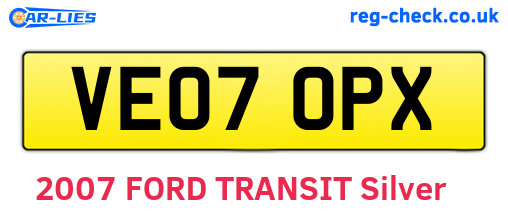 VE07OPX are the vehicle registration plates.