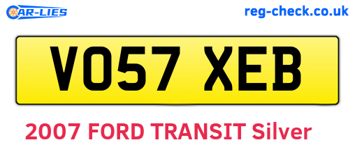 VO57XEB are the vehicle registration plates.
