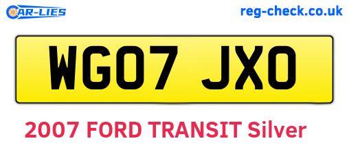 WG07JXO are the vehicle registration plates.