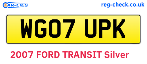 WG07UPK are the vehicle registration plates.