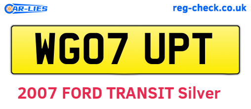 WG07UPT are the vehicle registration plates.