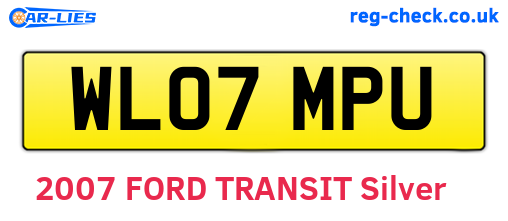WL07MPU are the vehicle registration plates.