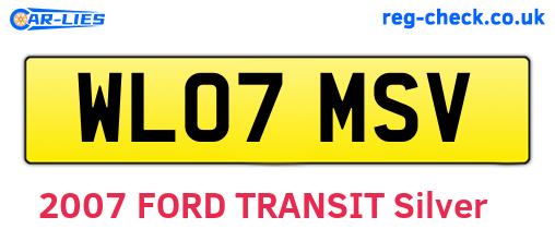 WL07MSV are the vehicle registration plates.