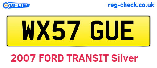 WX57GUE are the vehicle registration plates.