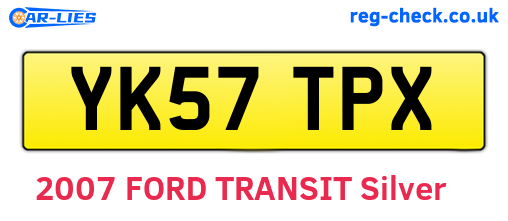 YK57TPX are the vehicle registration plates.