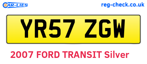 YR57ZGW are the vehicle registration plates.