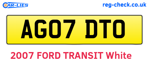 AG07DTO are the vehicle registration plates.