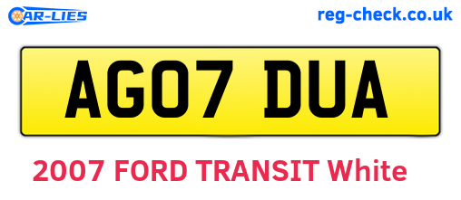 AG07DUA are the vehicle registration plates.