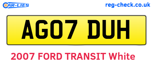 AG07DUH are the vehicle registration plates.