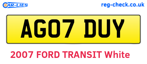 AG07DUY are the vehicle registration plates.