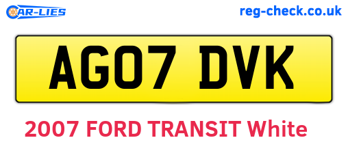 AG07DVK are the vehicle registration plates.