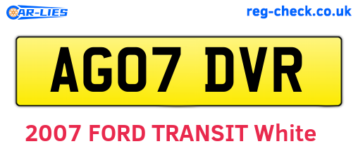AG07DVR are the vehicle registration plates.