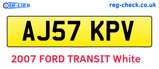 AJ57KPV are the vehicle registration plates.