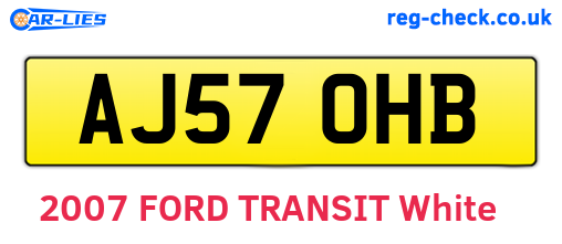 AJ57OHB are the vehicle registration plates.