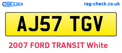 AJ57TGV are the vehicle registration plates.
