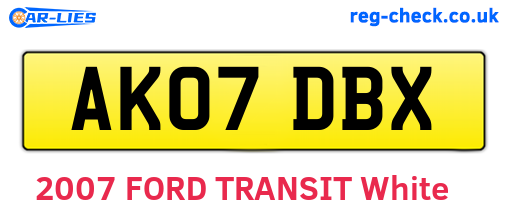 AK07DBX are the vehicle registration plates.