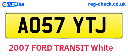 AO57YTJ are the vehicle registration plates.