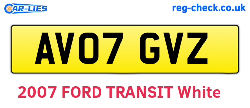 AV07GVZ are the vehicle registration plates.