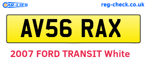 AV56RAX are the vehicle registration plates.