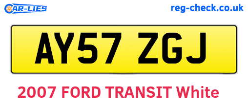 AY57ZGJ are the vehicle registration plates.