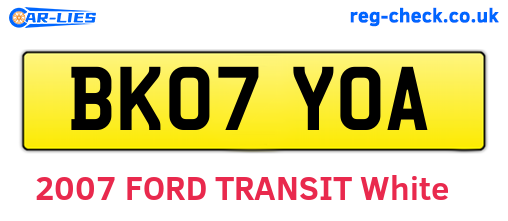BK07YOA are the vehicle registration plates.