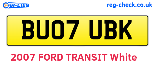 BU07UBK are the vehicle registration plates.
