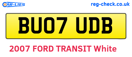 BU07UDB are the vehicle registration plates.