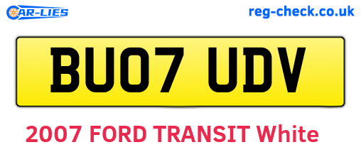 BU07UDV are the vehicle registration plates.
