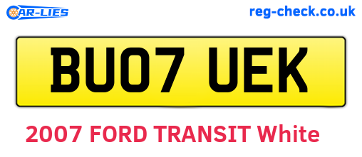 BU07UEK are the vehicle registration plates.