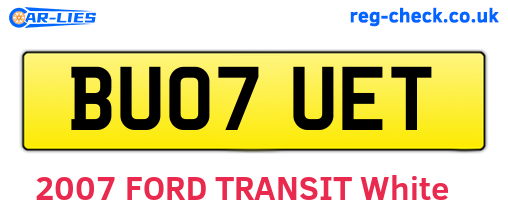 BU07UET are the vehicle registration plates.