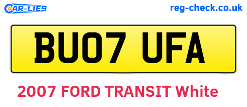 BU07UFA are the vehicle registration plates.
